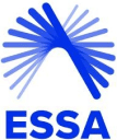 The ESSA logo features a stylised blue arc with radiating blue lines resembling rays or bursts above the bold blue letters ESSA on a white background.
